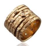 Seven Blessings Kabbalah Ring W/ Gold And Diamonds