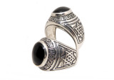 Combinatons Kabbalah Ring From Silver With Onyx Stone