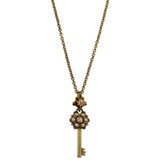 Michal Negrin Classic Crystal Flower Kabbalah Key Necklace - Multi Color