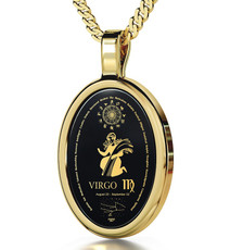 Black Inspirational Jewelry Gold Oval Virgo Necklace