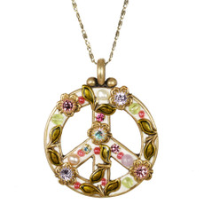Michal Golan Pearl Blossom Peace Sign Necklace