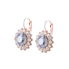 MARIANA EARR - SLVR - LG BLACK FLOWER W/ GLD CENTR
