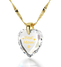 Inspirational Jewelry Best Mom Heart Clear Necklace