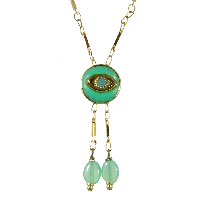 Evil Eye Jewelry Crystal Centered Eye & Two Dangles
