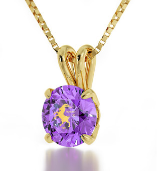 Inspirational Jewelry Gold Capricorn Violet Necklace