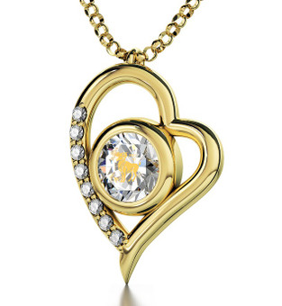 Clear Inspirational Jewelry Gold Heart Aries Necklace