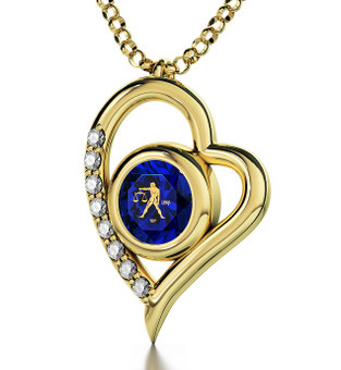 Inspirational Jewelry Blue Necklace Gold Heart Libra
