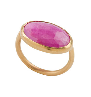 Statement Pink Sapphire Gold Ring - New Arrival