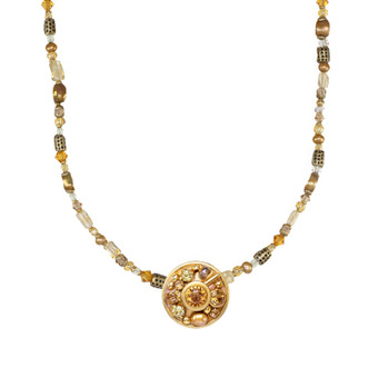 Michal Golan Citrine Round Pendant on Beaded Chain II