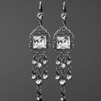 Anne Koplik Classic Vintage Style Chandelier Crystal Earrings