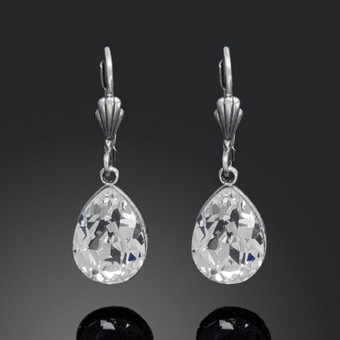 Anne Koplik Silver Crystal Teardrop Earrings