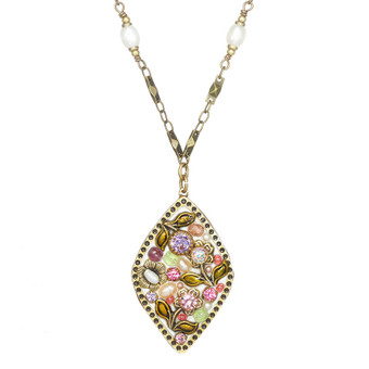 Michal Golan Pearl Blossom Diamond Pendant Necklace