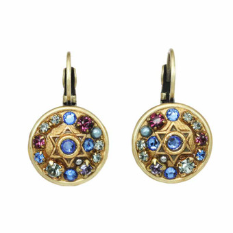 Michal Golan Blue and Purple Star of David Earrings