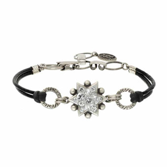 Michal Golan Silver Leather Bracelet