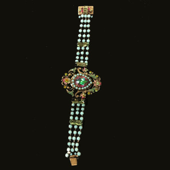 Michal Negrin Cameo Jeweled Bracelet Crystal Wrist Watch