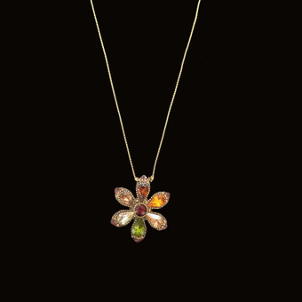 Michal Negrin Happy Flower Multi Color Crystals Necklace