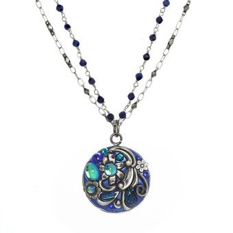 Michal Golan Cerulean Circle of Life Double Chain Necklace