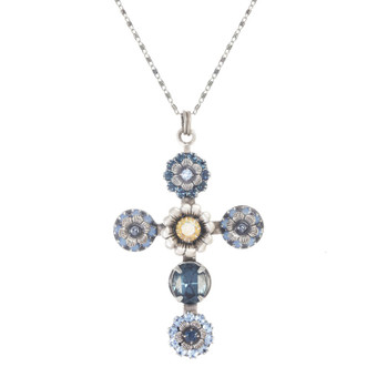 Michal Golan Blue Frost Cross Necklace