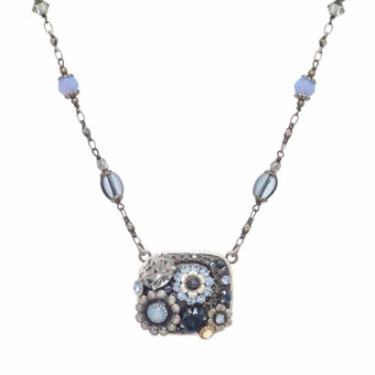 Michal Golan Blue Frost Be there or be Square Necklace