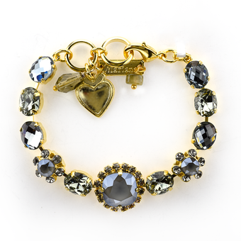Mariana Oval and Cushion Cut Halo Bracelet in Silver Diamond