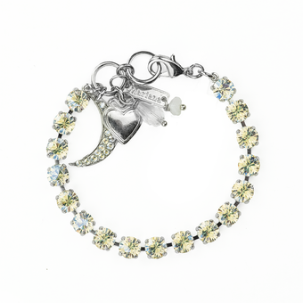 Mariana Petite Bracelet with Crystal Encrusted Moon Dangle in Crystal Moonlight