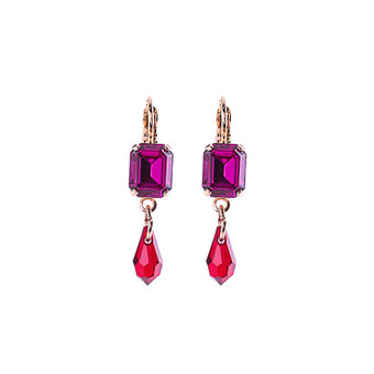 Mariana Petite Emerald Cut Leverback Earring in Hibiscus