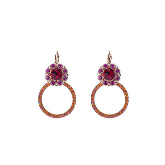 Mariana Cluster Circle Leverback Earrings in Hibiscus
