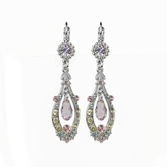 Mariana Open Oval Leverback Earrings with Center Dangle Briolette in Travelara