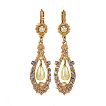 Mariana Open Oval Leverback Earrings with Dangle Briolette in Romance