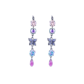 Mariana Triple Stone Butterfly Leverback Earrings in Wildberry