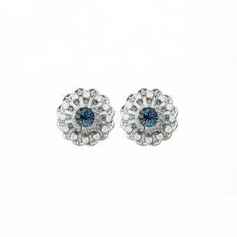 Mariana Blossom Leverback Earrings in Blue Morpho Rhodium