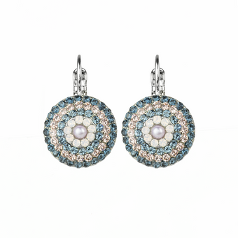 Mariana Large Pave Leverback Earrings in Blue Morpho