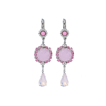 Mariana Round Halo Dangle Leverback Earrings in Love