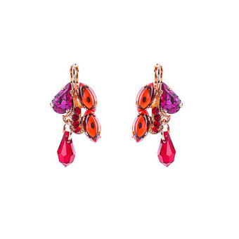 Mariana Multi Stone Cluster Leverback Earrings in Hibiscus