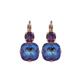 Mariana Double Round and Cushion Cut Leverback Earrings in Sun Kissed Plum