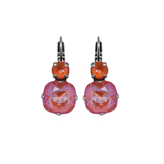 Mariana Double Round and Cushion Cut Leverback Earrings in Sun Kissed Sunset