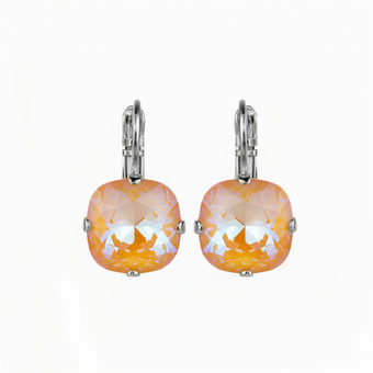 Mariana Cushion Cut Leverback Earrings in Sun Kissed Peach