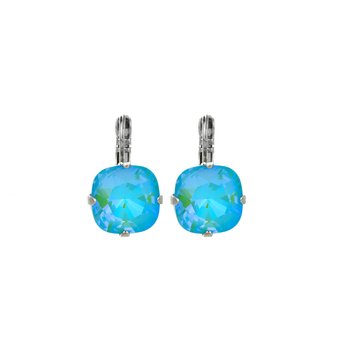 Mariana Cushion Cut Leverback Earrings in Sun Kissed Aqua