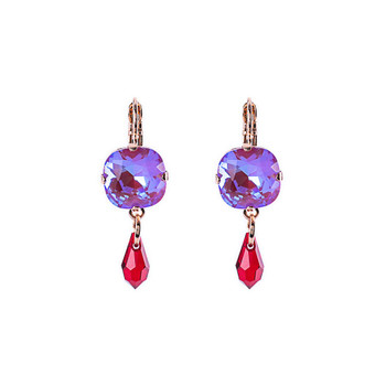 Mariana Cushion Cut Dangle Leverback Earring in Hibiscus