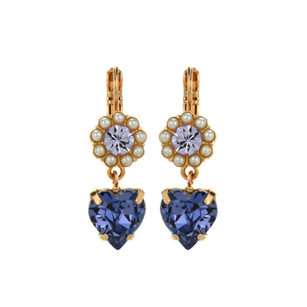 Mariana Flower Heart Leverback Earrings in Romance