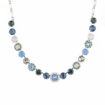 Mariana Lovable Square Cluster Necklace in Blue Morpho