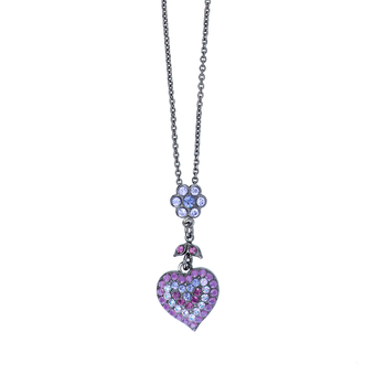 Mariana Heart and Petite Flower Pendant in Wildberry