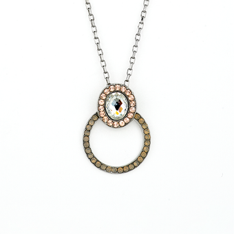 Mariana Open Circle Pendant with Oval Embellishment in Peace