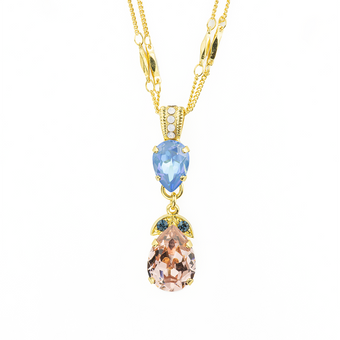 Mariana Double Pear Pendant in Blue Morpho