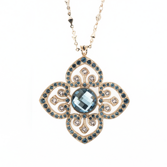 Mariana Pendant with Heart Adornments in Blue Morpho