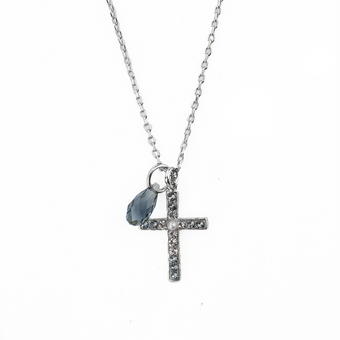 Mariana Petite Cross Pendant in Blue Morpho