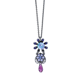 Mariana Double Flower Dangle Pendant in Wildberry