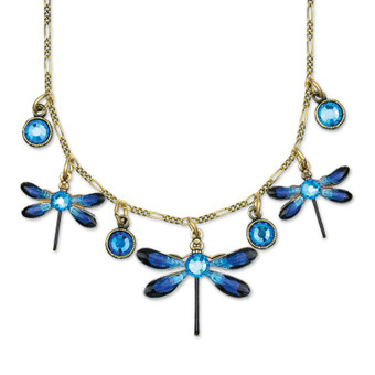 Anne Koplik Dagny Bermuda Blue Multistrand Dragonfly Necklace