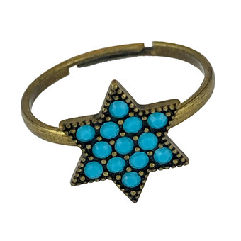 Michal Negrin Star Of David Flower Adjustable Ring