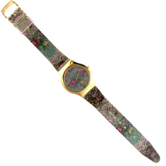 Michal Negrin Everyday Vintage Style Crystal Flowers Hand Watch